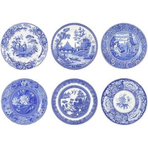 imageSpode Blue Room Georgian Plate Set Set of 6  Decorative 105Inch Earthenware Plates Featuring Botanical ampamp Historic Designs  Vintage Dinnerware Set for Dining or Display  Made in EnglandGeorgian