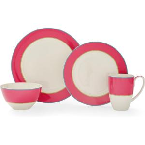 imageSpode Kit Kemp Calypso Tableware Set  4 Piece  Vibrant Pink  Porcelain  Dishwasher and Microwave Safe  Dinner Salad Bowl Mug  Home ampamp Gathering UsePink