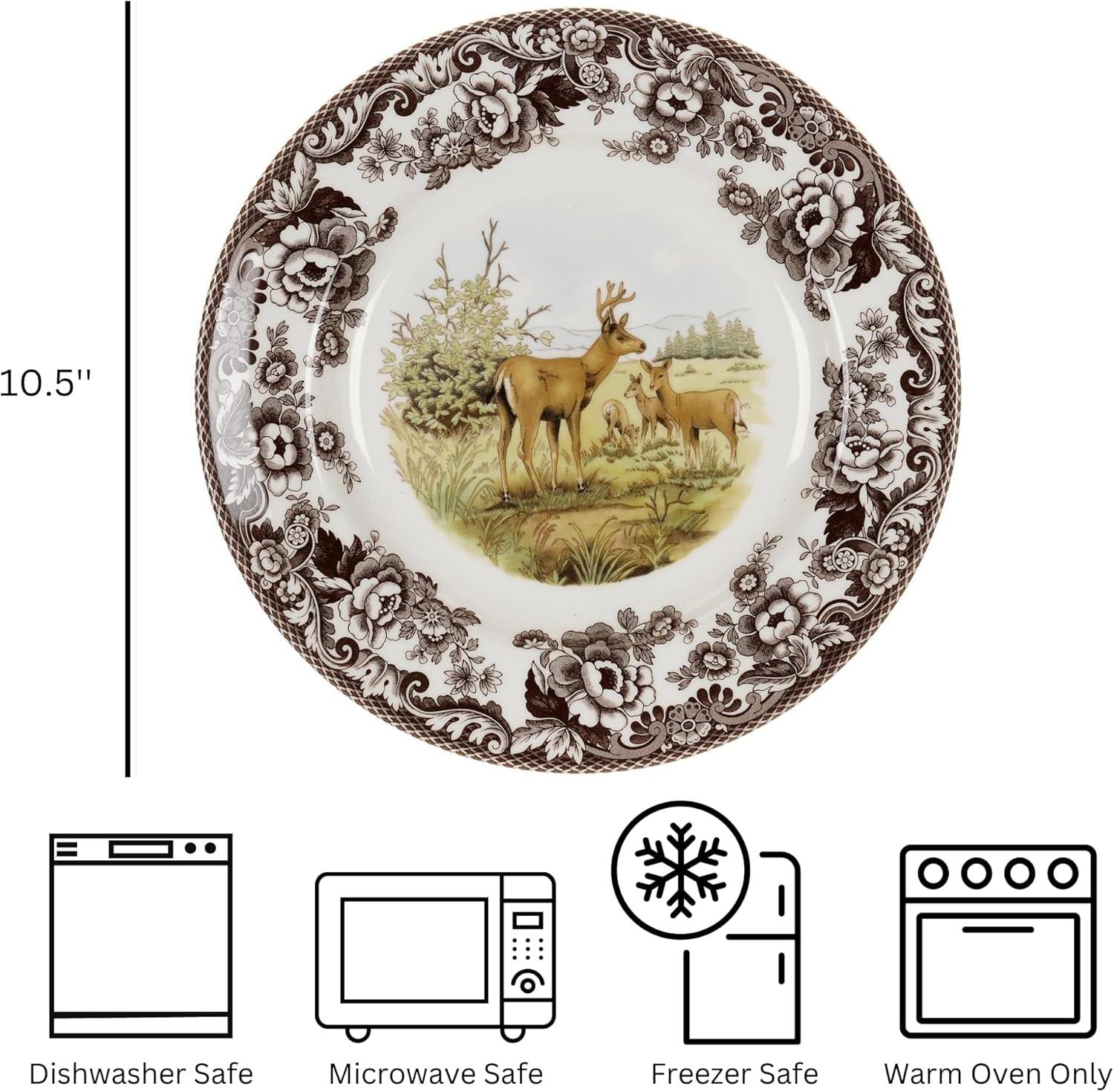 imageSpode Woodland Dinner Plate Black Labrador  105 Inch  Hunting Cabin Lodge and Cottage Dcor  Made in England from Fine Earthenware  Microwave and Dishwasher SafeMule Deer