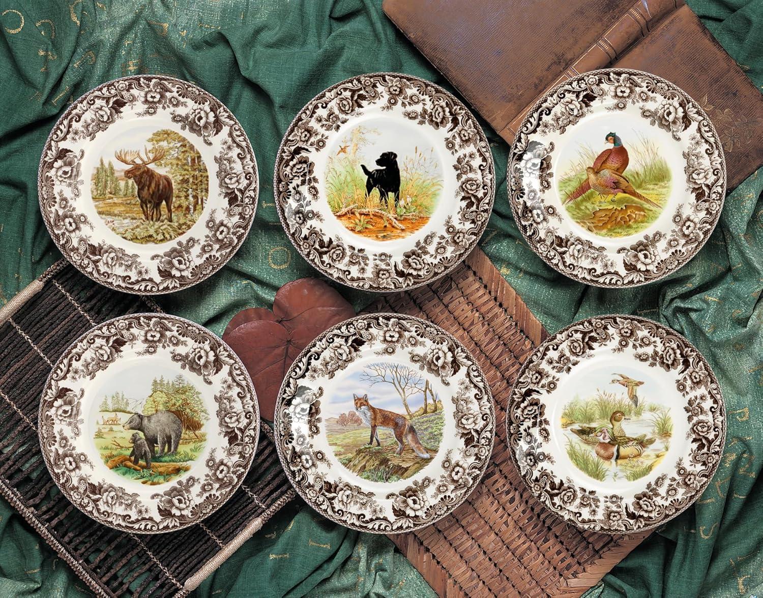 imageSpode Woodland Dinner Plate Black Labrador  105 Inch  Hunting Cabin Lodge and Cottage Dcor  Made in England from Fine Earthenware  Microwave and Dishwasher SafePheasant