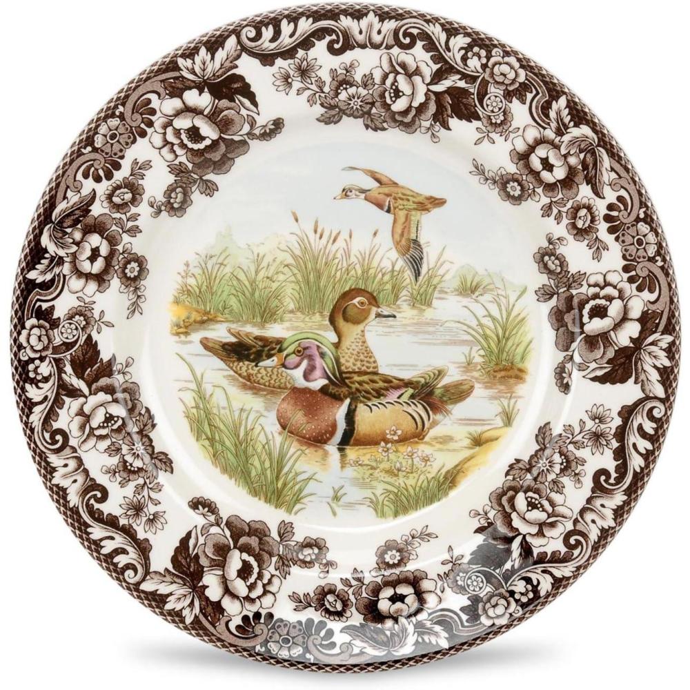 imageSpode Woodland Dinner Plate Black Labrador  105 Inch  Hunting Cabin Lodge and Cottage Dcor  Made in England from Fine Earthenware  Microwave and Dishwasher SafeWood Duck