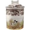 imageSpode Woodland Dog Treat Jar 7quot  Dog Treat Container with Ceramic Lid  Assorted Hunting Dogs Design with Boneshaped Handle  Made from Stoneware