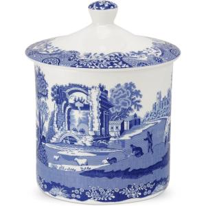 imageSpode Blue Italian Porcelain Kitchen Storage Jar  75 Inch Airtight Food Container with Decorative Countryside Scene  Dry Goods Canister for Pantry or Counter Kitchen Organization Tools