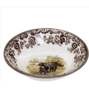 imageSpode Woodland Ascot Cereal Bowl Black Bear 8  Perfect for Oatmeal Salads and Desserts  Made in England from Fine Earthenware  Microwave and Dishwasher SafeBlack Bear