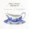 imageSpode Blue Italian 9 Oz Gravy Boat and Saucer Earthenware Sauce Boat with Large Handle Classic Countryside Design Perfect for Gravy Sauces Salad Dressings Dishwasher ampamp Microwave Safe