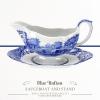imageSpode Blue Italian 9 Oz Gravy Boat and Saucer Earthenware Sauce Boat with Large Handle Classic Countryside Design Perfect for Gravy Sauces Salad Dressings Dishwasher ampamp Microwave Safe