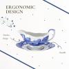 imageSpode Blue Italian 9 Oz Gravy Boat and Saucer Earthenware Sauce Boat with Large Handle Classic Countryside Design Perfect for Gravy Sauces Salad Dressings Dishwasher ampamp Microwave Safe