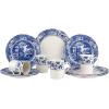 imageSpode Blue Italian Brocato 12 Piece Dinnerware Set  Service for 4 with Earthenware Dinner Plates Salad Plates Mugs  Dishwasher ampamp Microwave Safe Oriental Inspired Tableware