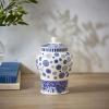 imageSpode Blue Italian Brocato Porcelain Ginger Jar  5Inch Decorative Lidded Accent with Imari Border in Classic Blue ampamp White for Traditional ampamp Modern Home Styling  Small Cute Flower Vase