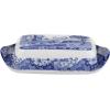imageSpode Blue Italian Butter Dish with Lid Porcelain Covered Butter Keeper 8 Inches Dishwasher Safe BlueWhiteSingle