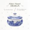 imageSpode Blue Italian Covered Sugar Bowl  9oz Earthenware Dish Vintage Inspired Featuring Scenic Countryside Artwork  Dishwasher Microwave Freezer Safe  Ideal for Afternoon Tea ampamp Brunch