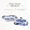 imageSpode Blue Italian Covered Vegetable Dish  12Inch Porcelain Serving Dish with Finely Detailed Heritage Motif  Elegant Table Centerpiece for Salads Sides Pasta Entertaining