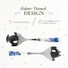 imageSpode Blue Italian Salad Servers Set  10 Inch Spoon ampamp Fork Serving Utensils Duo with Porcelain Handles and Stainless Steel HeadBlue  White