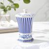 imageSpode Blue Italian Steccato Vase 52Inch Porcelain Hexagonal Accent with Stripe ampamp Floral Scroll  Classic Blue ampamp White for Contemporary Mediterranean Home Decor Ideal for Living Dining Room