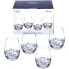 imageSpode Blue Italian Stemmed Wine Glasses Set of 416oz Decorative Goblets with Scroll Rim Detailing ampamp Countryside Scene for Red or White Wine Dining Entertaining  Great Mothers Day GiftStemless Wine Glasses