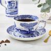 imageSpode Blue Italian Teacup and Saucer 20ounce Capacity Jumbo Tea Set Coffee Mug Cup for Tea Lattes Espressos and Hot Beverages  Blue ampampWhite
