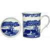 imageSpode Blue Italian 12oz Mug ampamp Coaster Set  Scenic Motif ampamp Decorative Border  Elegant Hot Beverage Cup for Tea Coffee  Brunch Table Drinkware  Collectors Porcelain Set