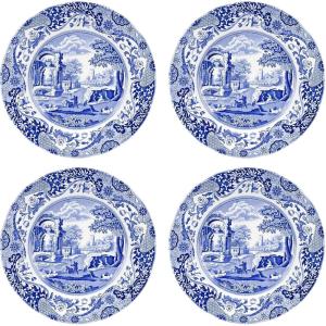 imageSpode Blue Italian 105Inch Porcelain Dining Plates  Set of 4 Classic Round Dishes with EasternInspired Border  Elegant Blue ampamp White Tableware Gift for Everyday Meals ampamp HostingBlue Italian