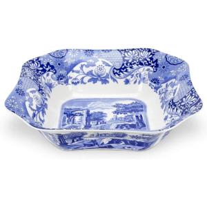 imageSpode Blue Italian 95Inch Serving Bowl  Porcelain Bowl with Blue Patterned Rim Elegant Individual Tableware for Breakfast Soups Salads  Mix ampamp Match with Dinnerware Sets Great for Hosting