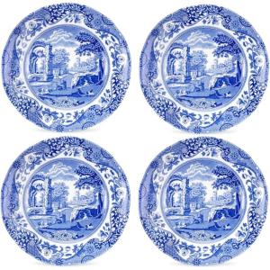 imageSpode Blue Italian Bread and Butter Plates  Set of 4  Dessert and Appetizer Plate  Small Round Blue and White Plate  Measures 65 Inches  Dishwasher Safe  Made in England