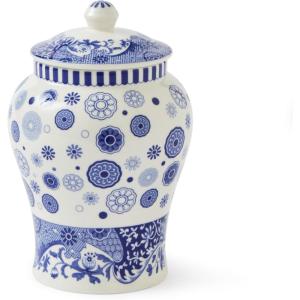 imageSpode Blue Italian Brocato Porcelain Ginger Jar  5Inch Decorative Lidded Accent with Imari Border in Classic Blue ampamp White for Traditional ampamp Modern Home Styling  Small Cute Flower Vase