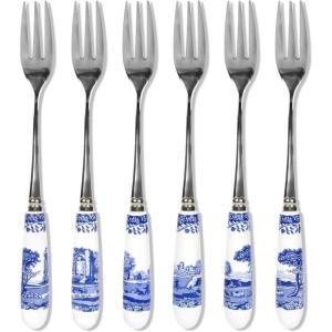 imageSpode Blue Italian Cake Server  10 Inch Porcelain Dessert Knife for Slicing Cakes Pies PastriesPastry Forks