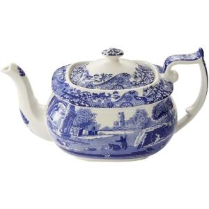 imageSpode Blue Italian Collection Teapot  Tea Infuser  Made of Earthenware  40Ounces25 Pints  Dishwasher and Microwave Safe  Made in England BlueWhite