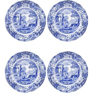 imageSpode Blue Italian Luncheon Plates  Set of 4  9Inch  Made of Earthenware  Dinner Salad and Appetizer Plate  Serving Plate  Dishwasher Safe  Made in England