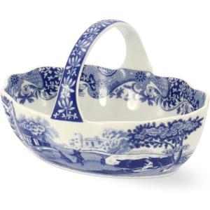 imageSpode Blue Italian Porcelain Handled Basket with ChipResistant Glaze  6 Inch Decorative Serving Dish for Holiday Gift Giving Hostess Presentation Seasonal Table Accents