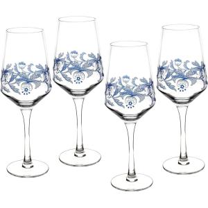 imageSpode Blue Italian Stemmed Wine Glasses Set of 416oz Decorative Goblets with Scroll Rim Detailing ampamp Countryside Scene for Red or White Wine Dining Entertaining  Great Mothers Day GiftWine Glasses