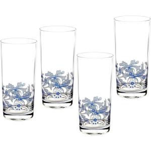 imageSpode Blue Italian Stemmed Wine Glasses Set of 416oz Decorative Goblets with Scroll Rim Detailing ampamp Countryside Scene for Red or White Wine Dining Entertaining  Great Mothers Day GiftHighball