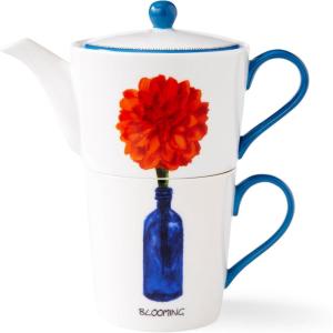 imageSpode Kit Kemp Doodle 12oz Tea Set  Includes Teapot and Teacup  Blooming Tagline  Fine China  Dishwasher Safe  Ideal for Afternoon Tea  Thoughtful Gift Idea