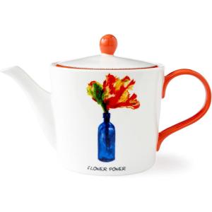 imageSpode Kit Kemp Doodle 32oz Teapot  Flower Power Tagline  Fine China  Dishwasher Safe  Elevate Your Afternoon Tea Experience  Perfect for Brewing and Serving Tea  Ideal Gift for Tea Enthusiasts