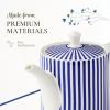 imageSpode Steccato 37 oz Ceramic Teapot Blue Stripe Accent  Microwave ampamp Dishwasher Safe Teaware for Hosting Brunch Serving Afternoon Tea or Enjoying a Cozy AtHome Tea Ritual
