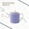imageSpode Steccato 37 oz Ceramic Teapot Blue Stripe Accent  Microwave ampamp Dishwasher Safe Teaware for Hosting Brunch Serving Afternoon Tea or Enjoying a Cozy AtHome Tea Ritual