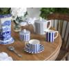 imageSpode Steccato 9oz Earthenware Teacup ampamp Saucer Set of 4  Ornamental Glazed Drinkware with Cobalt Blue Bands ampamp Decorative Design  Elegant Tea ServiceBrunch Table Display Great Housewarming Gift