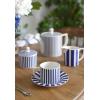 imageSpode Steccato 9oz Earthenware Teacup ampamp Saucer Set of 4  Ornamental Glazed Drinkware with Cobalt Blue Bands ampamp Decorative Design  Elegant Tea ServiceBrunch Table Display Great Housewarming Gift