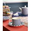 imageSpode Steccato 9oz Earthenware Teacup ampamp Saucer Set of 4  Ornamental Glazed Drinkware with Cobalt Blue Bands ampamp Decorative Design  Elegant Tea ServiceBrunch Table Display Great Housewarming Gift