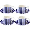 imageSpode Steccato 9oz Earthenware Teacup ampamp Saucer Set of 4  Ornamental Glazed Drinkware with Cobalt Blue Bands ampamp Decorative Design  Elegant Tea ServiceBrunch Table Display Great Housewarming Gift