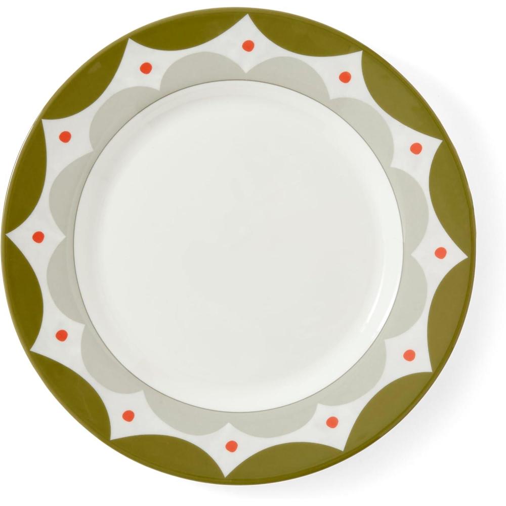 imageSpode Kit Kemp 11quot Geo Dinner Plate  Geometric Abstract Design  Stylish Table Setting  Porcelain  Dishwasher and Microwave Safe  Ideal for Pasta Meat Vegetables  Home ampamp Gathering Use