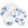 imageSpode Vintage Denim 16 Piece Dish Set Made of Fine Porcelain Blue and White Service for 4 Dishwasher and Microwave Safe