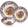 imageSpode Woodland 3Piece Thanksgiving Dinnerware Set  Porcelain Plates ampamp Bowl Fall Dinnerware Collection  Microwave ampamp Dishwasher Safe  Elegant Autumn Tableware