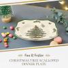 imageSpode Christmas Tree Scalloped Dinner Plate  HolidayThemed Stoneware Large Plate  105 Inch Christmas Dinner Dish Featuring Colorful Gifts ampamp Mistletoe Accents  Dishwasher ampamp Microwave SafeTraditional