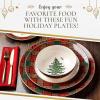 imageSpode Christmas Tree Tartan Dinner Plate 105Inch Festive Holiday Tableware Colorful Christmas Dishes with Tartan Plaid Border Fine Earthenware Microwave and Dishwasher Safe Decorative Plate