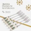 imageSpode Christmas Tree Teaspoons  Set of 6 Holiday Silverware for Desserts and Beverages Stainless Steel Flatware with Porcelain Handles 6Inch Festive Dessert Spoons GiftBoxedChristmas Tree Pastry Fork