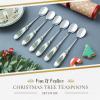 imageSpode Christmas Tree Teaspoons  Set of 6 Holiday Silverware for Desserts and Beverages Stainless Steel Flatware with Porcelain Handles 6Inch Festive Dessert Spoons GiftBoxedChristmas Tree Tea Spoon