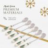 imageSpode Christmas Tree Teaspoons  Set of 6 Holiday Silverware for Desserts and Beverages Stainless Steel Flatware with Porcelain Handles 6Inch Festive Dessert Spoons GiftBoxedChristmas Tree Tea Spoon