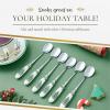 imageSpode Christmas Tree Teaspoons  Set of 6 Holiday Silverware for Desserts and Beverages Stainless Steel Flatware with Porcelain Handles 6Inch Festive Dessert Spoons GiftBoxedChristmas Tree Tea Spoon