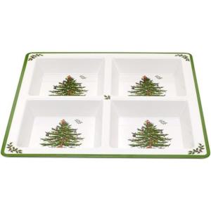 imageSpode Christmas Tree 6Inch Melamine Bowls  Set of 4 Festive Bowls for Soup Dessert Holiday Dishes  Durable Dishwasher Safe  Versatile Tableware for Indoor Outdoor Christmas GatheringsChristmas Tree Melamine 4 Section Tray