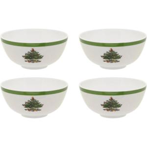 imageSpode Christmas Tree 6Inch Melamine Bowls  Set of 4 Festive Bowls for Soup Dessert Holiday Dishes  Durable Dishwasher Safe  Versatile Tableware for Indoor Outdoor Christmas GatheringsChristmas Tree Melamine Bowl